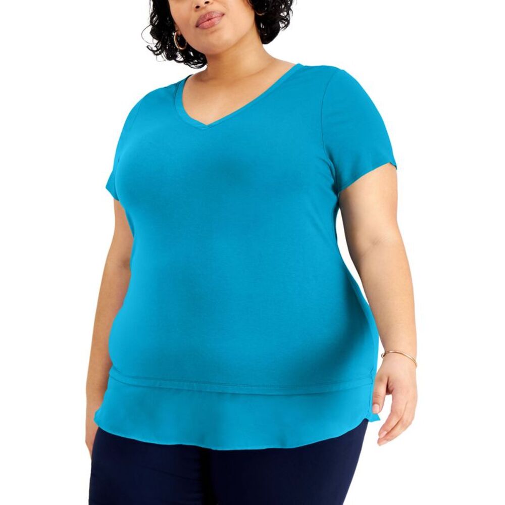 JM Collection Plus Size Layered Hem Top